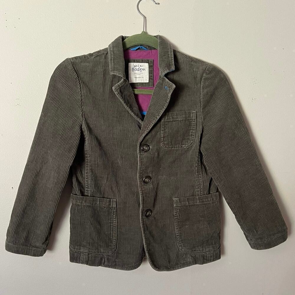 Mini Boden Boy's Corduroy Blazer Size 9-10Y Elbow Patches Pockets Cotton Jacket